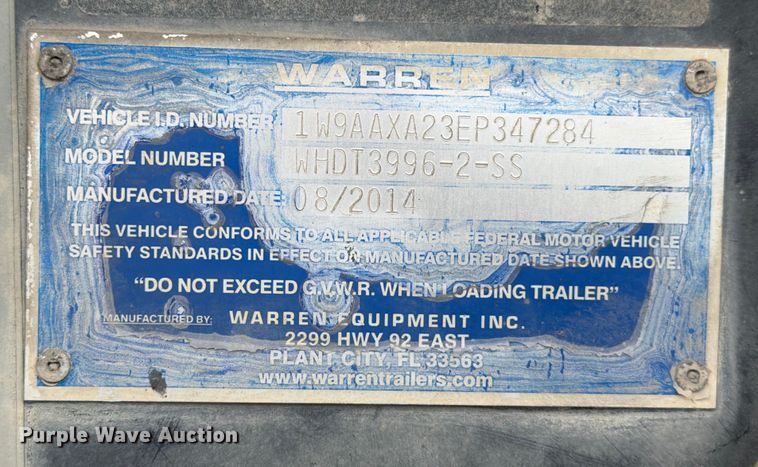 image for item ED5027 2014 Warren  WHDT3996-2-SS ejector trailer