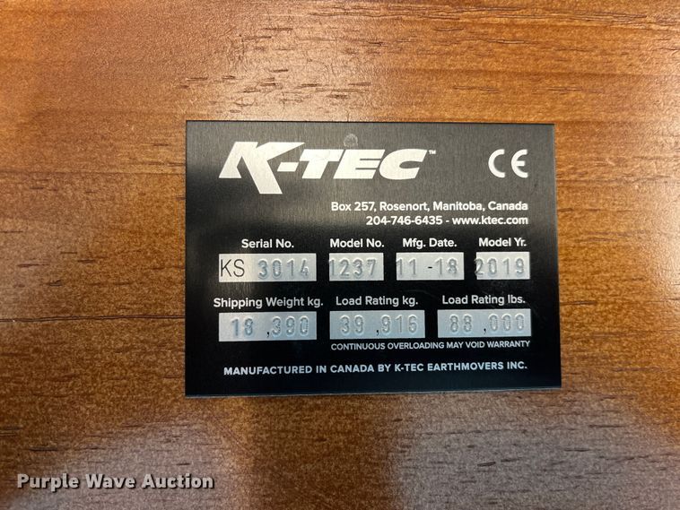 image for item ED5968 2019 K-Tec 1237 scraper