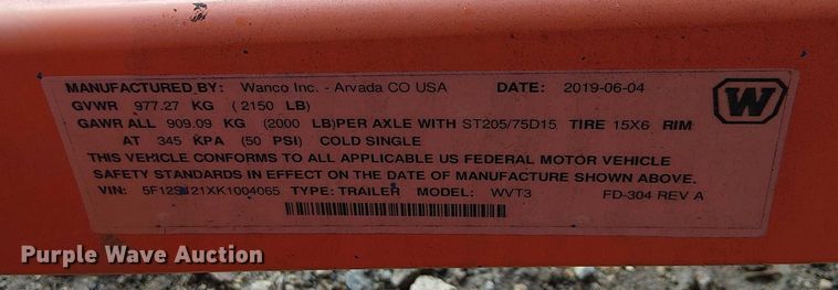 image for item EE4948 2019 Wanco WVT3 message board trailer