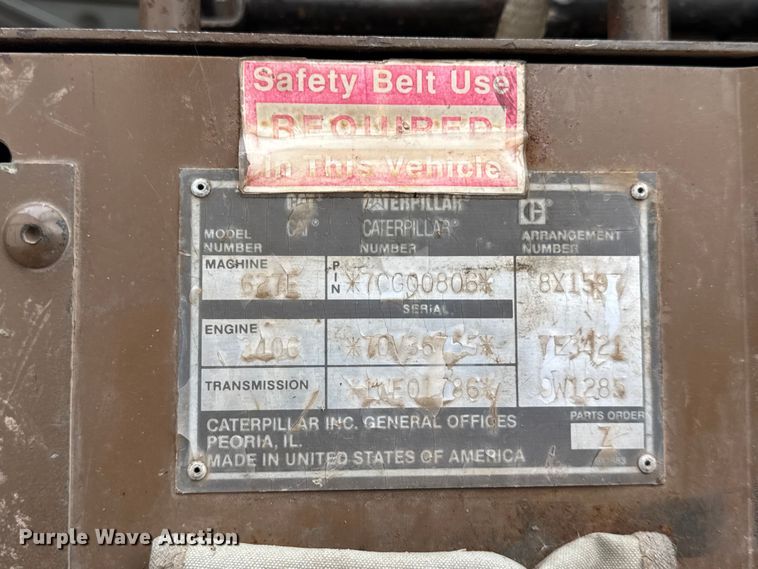 image for item EF2268 1991 Caterpillar 627E scraper