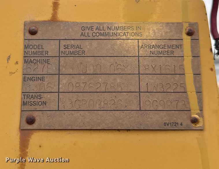 image for item EF2268 1991 Caterpillar 627E scraper