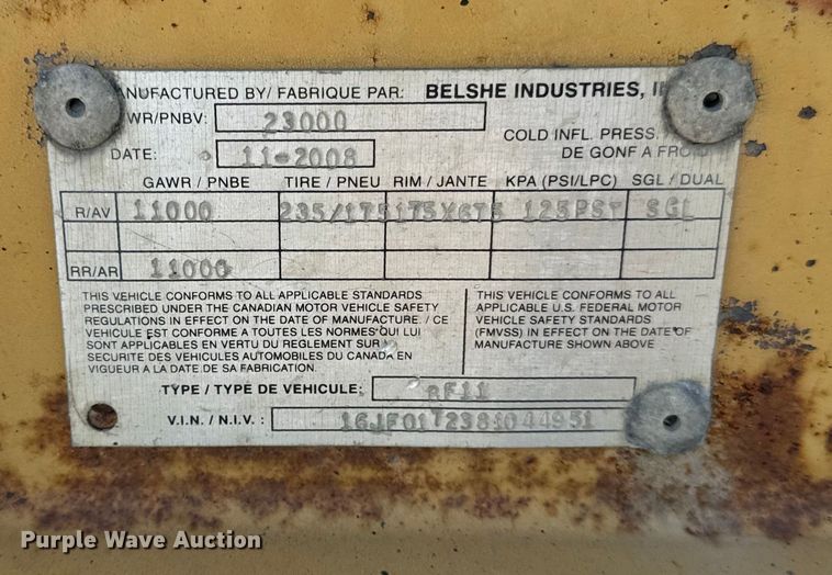 image for item EF2290 2008 Belshe BF11 equipment trailer