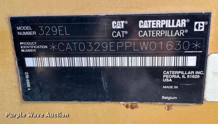 image for item EF2296 2014 Caterpillar 329EL excavator