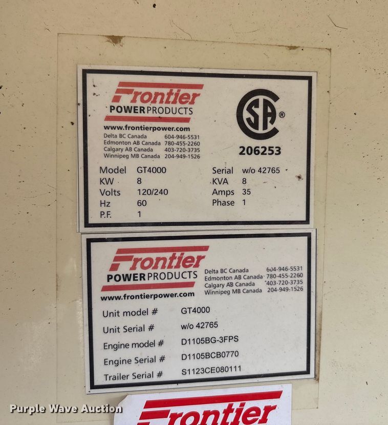 image for item EF6189 2012 Frontier Power Products Genesis light plant