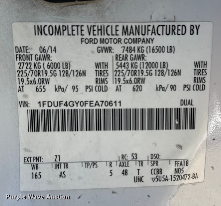 image for item EG1738 2015 Ford F450 Super Duty bucket truck