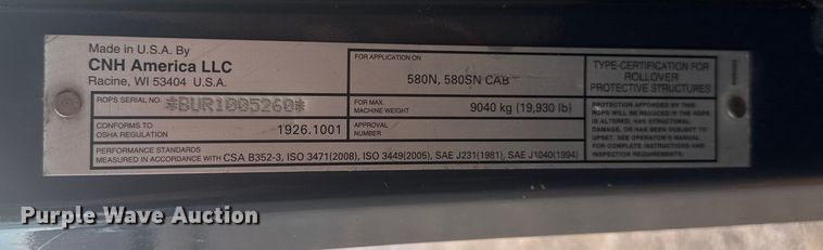 image for item EG1749 2011 Case 580 Super N backhoe