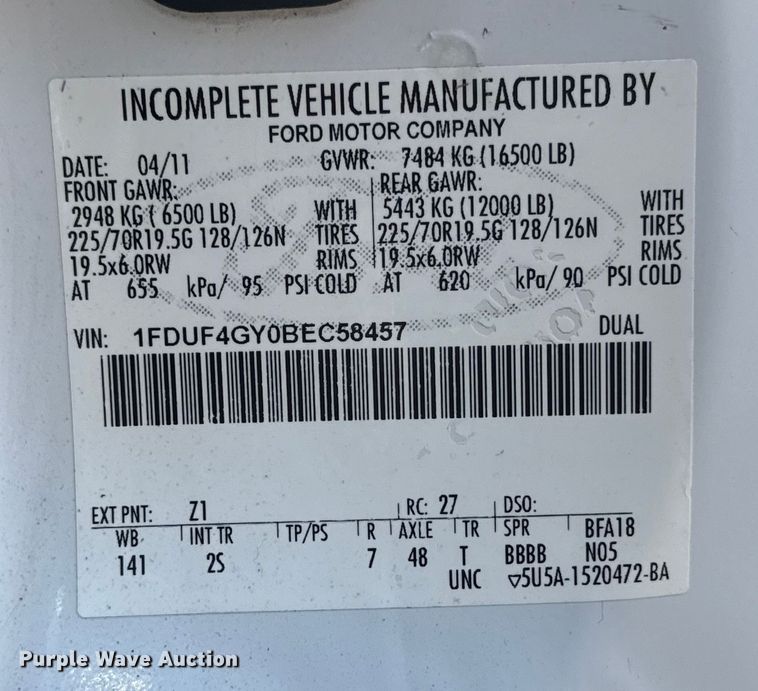 image for item EG1763 2011 Ford F450 Super Duty bucket truck