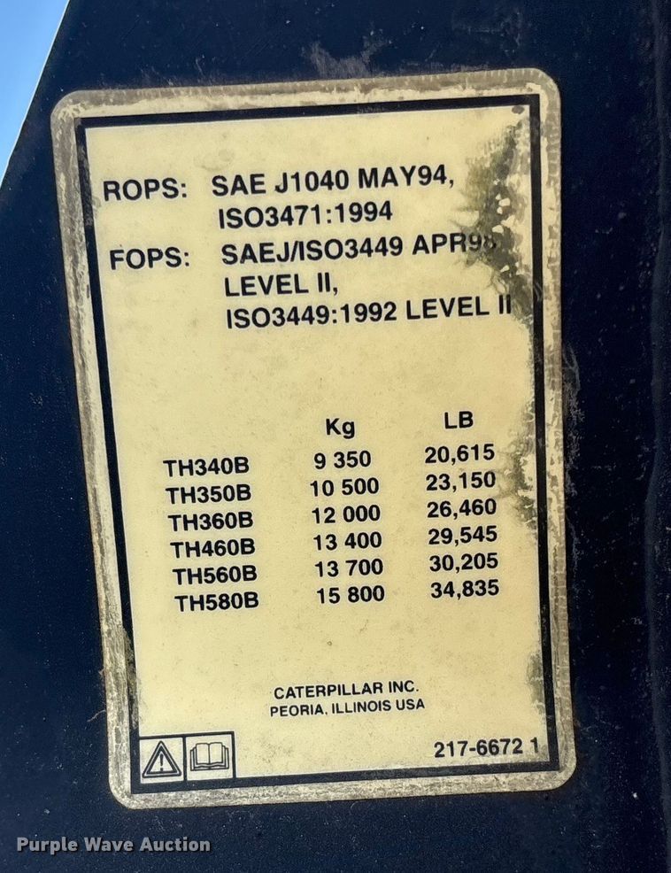 image for item EG8270 2003 Caterpillar TH360B telehandler