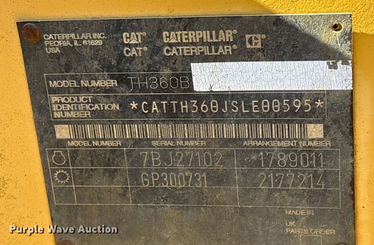 image for item EG8270 2003 Caterpillar TH360B telehandler