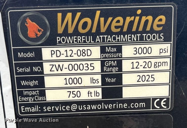 image for item EG8285 2025 Wolverine PD-12-08D skid steer post driver