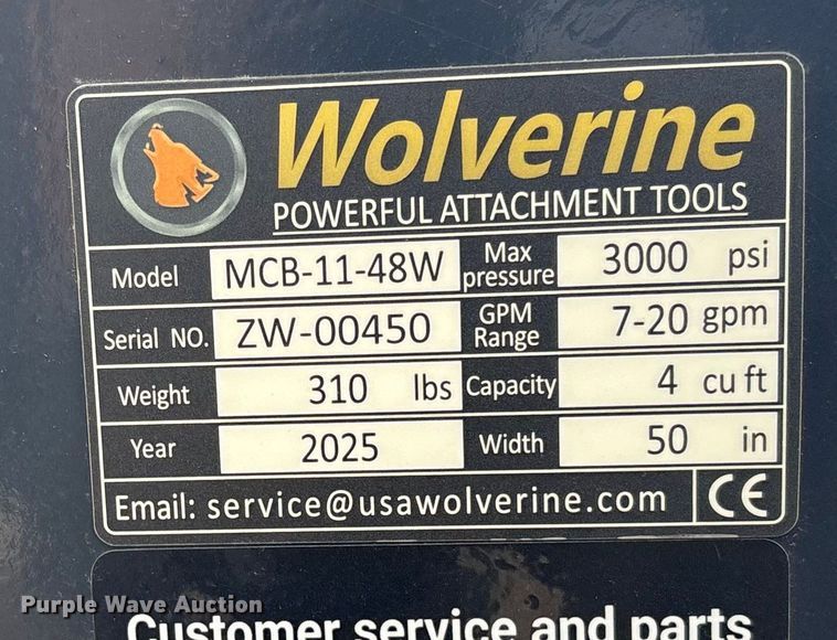 image for item EG8287 2028 Wolverine MCB-11-48W skid steer bucket