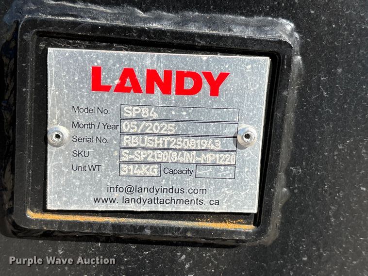 image for item EJ7727 2025 Landy SP84 skid steer snow pusher