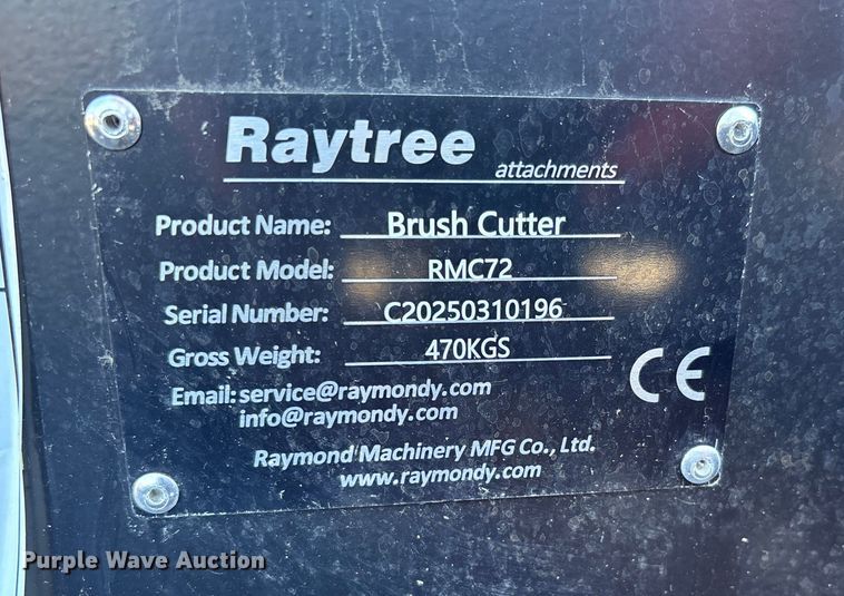 image for item EJ7729 Raytree RMC72 skid steer brush mower