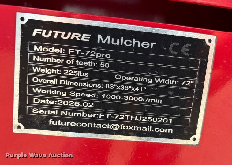 image for item EJ7733 2025 Future FT-72pro skid steer mulcher