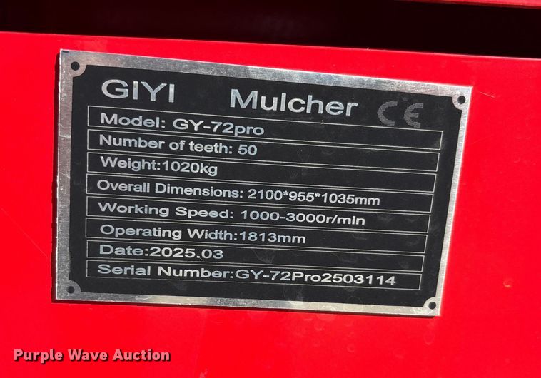 image for item EJ7734 2025 GIYI GY-72pro skid steer mulcher