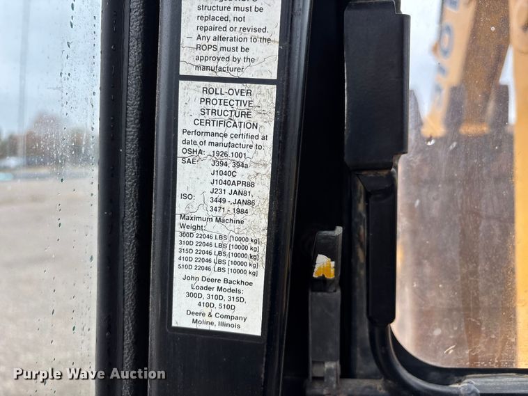 image for item EJ7761 1991 John Deere 310D Turbo  backhoe