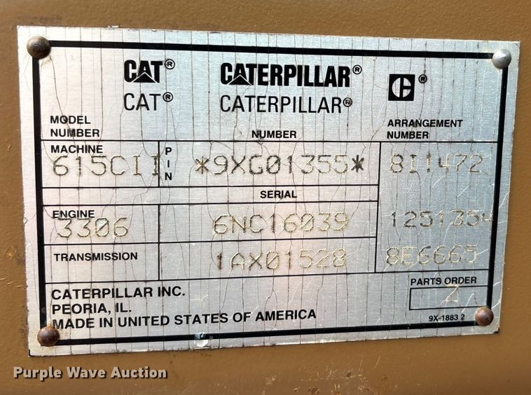 image for item EJ7762 2000 Caterpillar 615C II elevating scraper