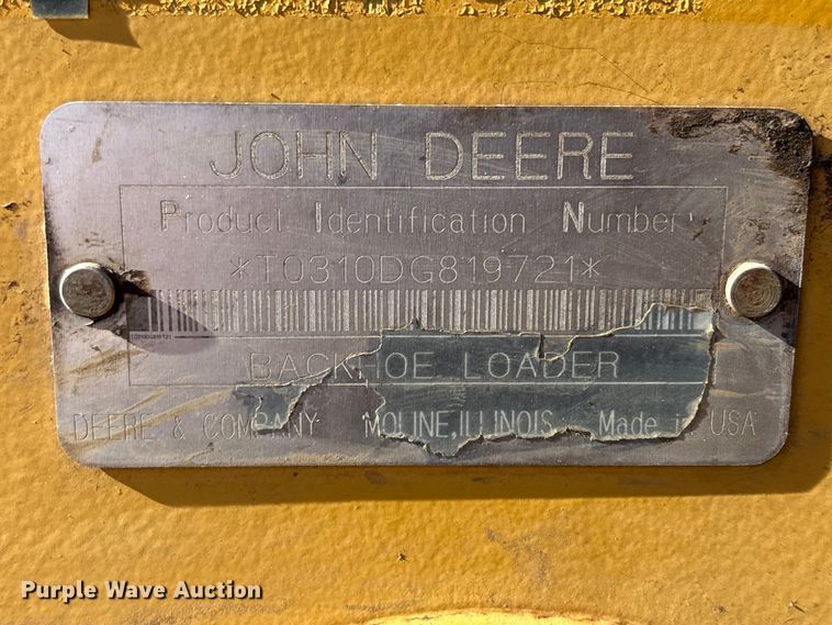 image for item EM6185 1996 John Deere 310D backhoe