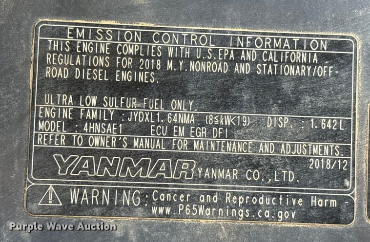 image for item EM6188 2019 New Holland E37C mini excavator