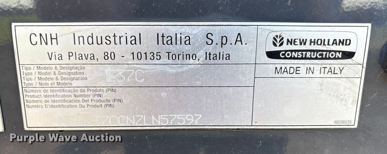 image for item EM6188 2019 New Holland E37C mini excavator