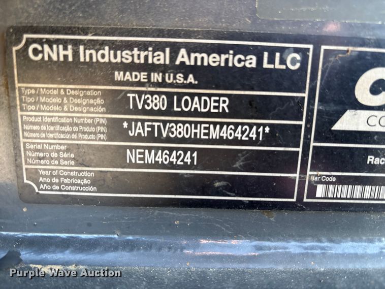 image for item EM6192 2014 Case TV380 tracked skid steer loader