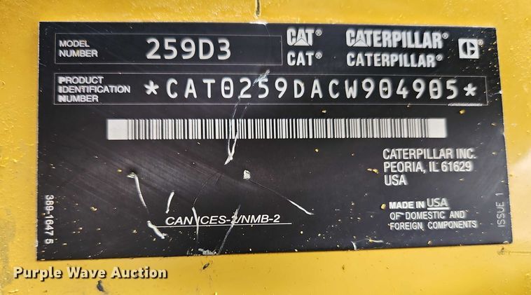 image for item EO4858 2020 Caterpillar 259D3 tracked skid steer loader