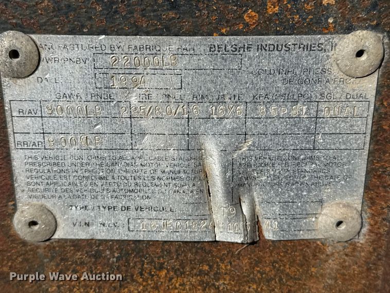 image for item EP0968 1994 Belshe T9 equipment trailer