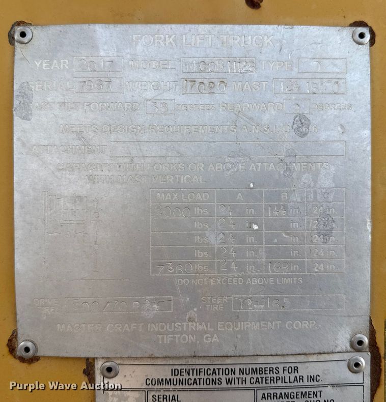 image for item EP0982 2017 Master Craft MC-0811126 forklift