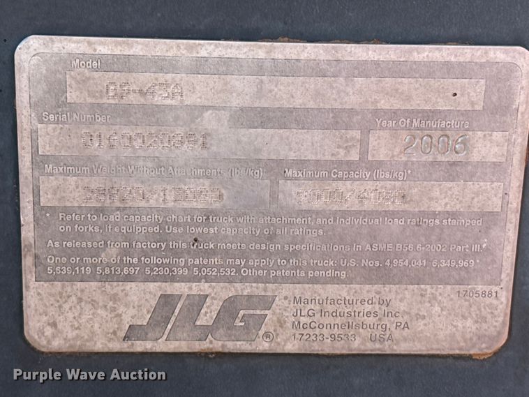 image for item EP2548 2006 JLG G9-34A telehandler