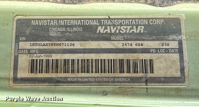 image for item ER0257 2000 International F-2674 sewer jetter truck