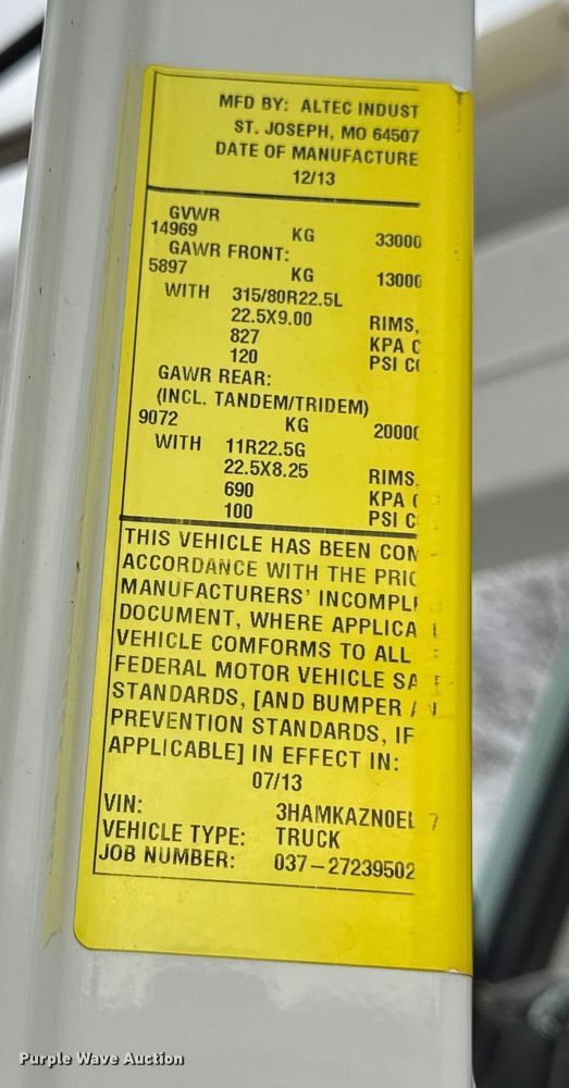 image for item ER0285 2014 International 4400 bucket truck