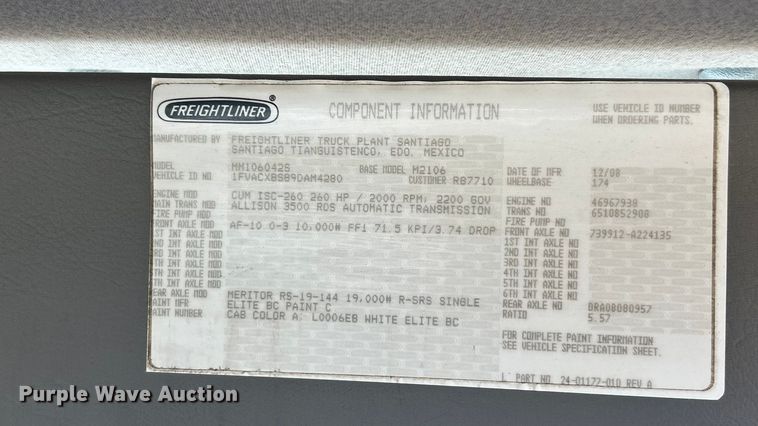 image for item ET6573 2009 Freightliner Business Class M2 utility / service truck