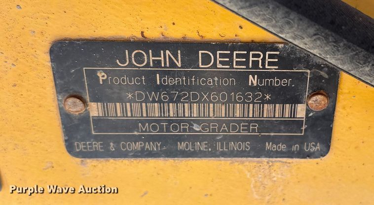 image for item ET7236 2006 John Deere 672D motor grader