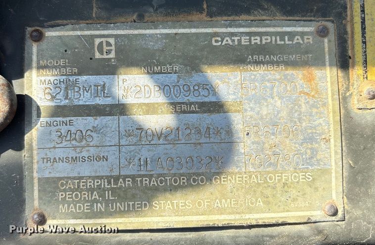 image for item ET7237 1986 Caterpillar 621B conventional scraper 