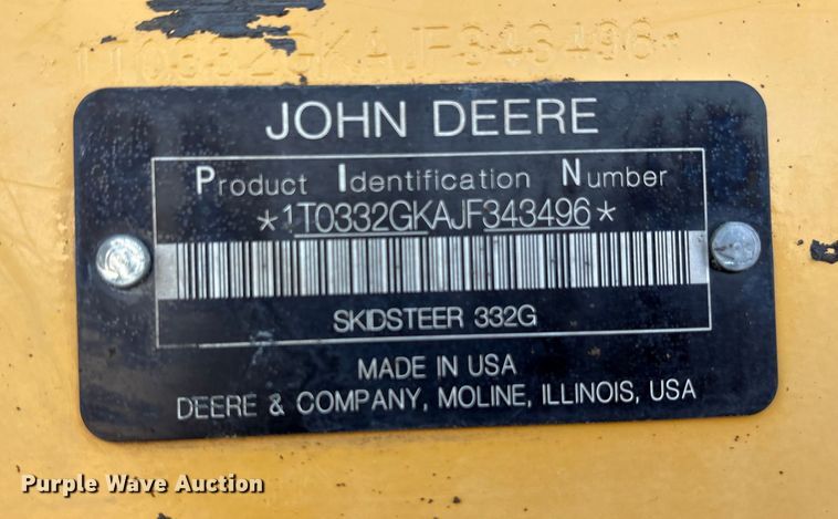 image for item ET7243 2019 John Deere 332G skid steer loader
