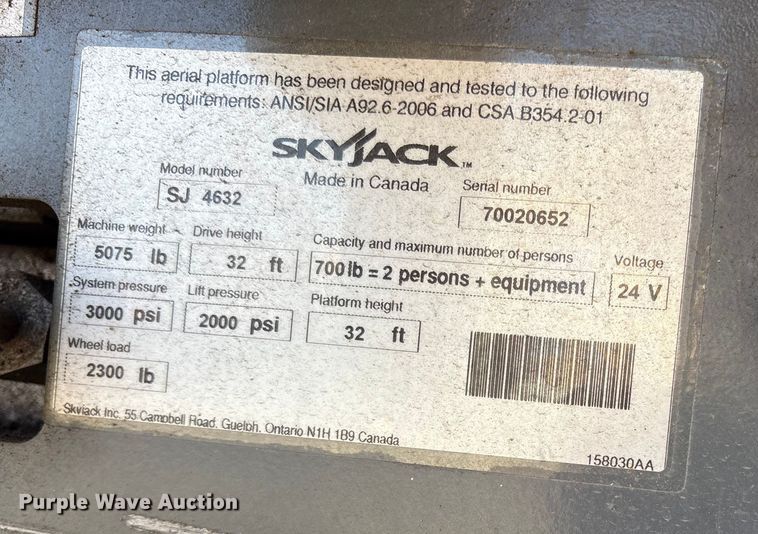 image for item ET7305 2014 Skyjack SJIII 4632 scissor lift