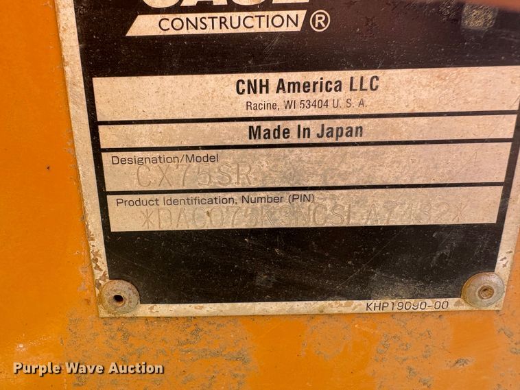 image for item ET8618 2012 Case CX75SR excavator