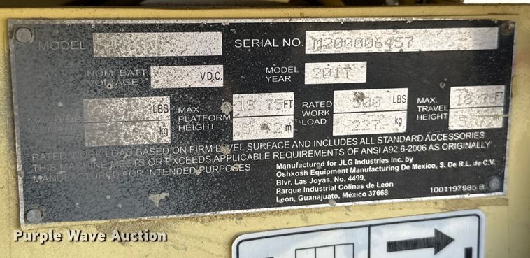 image for item EU5403 2017 JLG 1930ES scissor lift