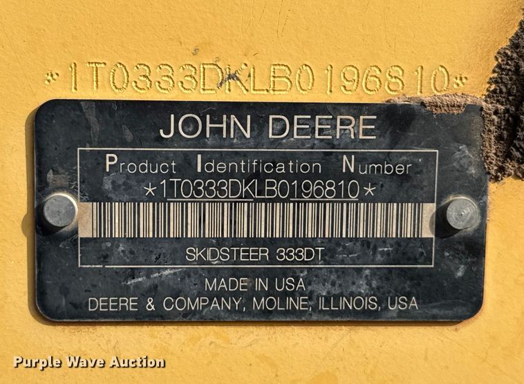 image for item EU5422 2011 John Deere 333D tracked skid steer loader