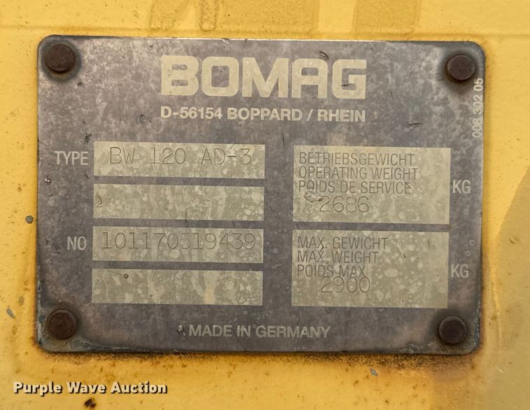 image for item EU5427 2004 Bomag BW 120 AD-3 double drum roller