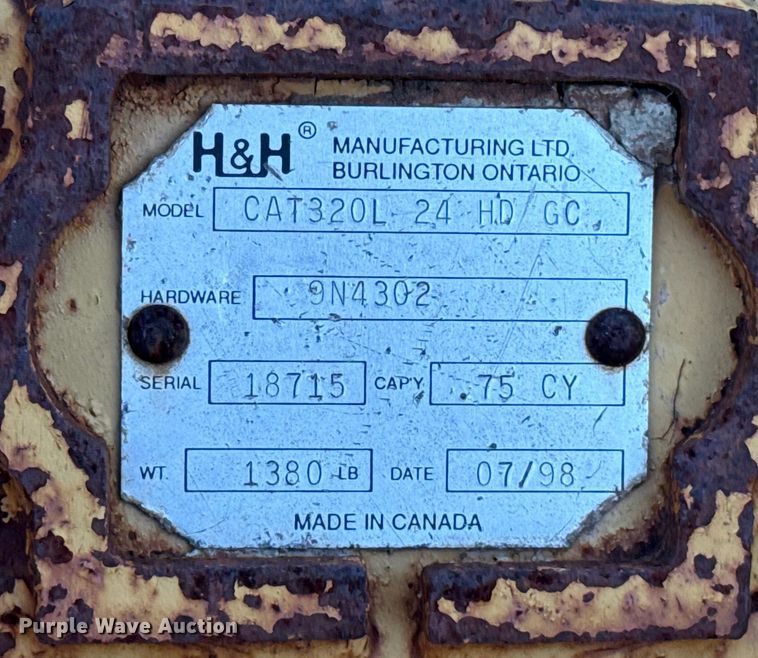 image for item EU5437 H&H CAT 320L excavator bucket