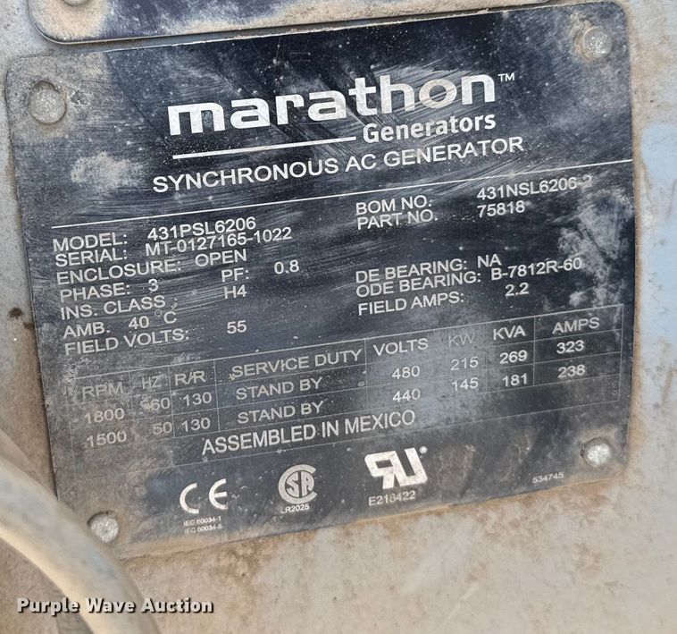 image for item EU6345 Marathon 431PSL6206 generator