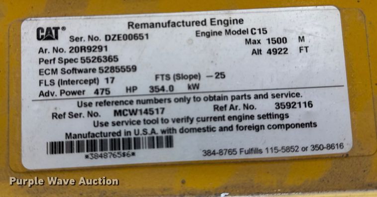 image for item EU6346 2023 Caterpillar Remanufactured C15 Acert engine