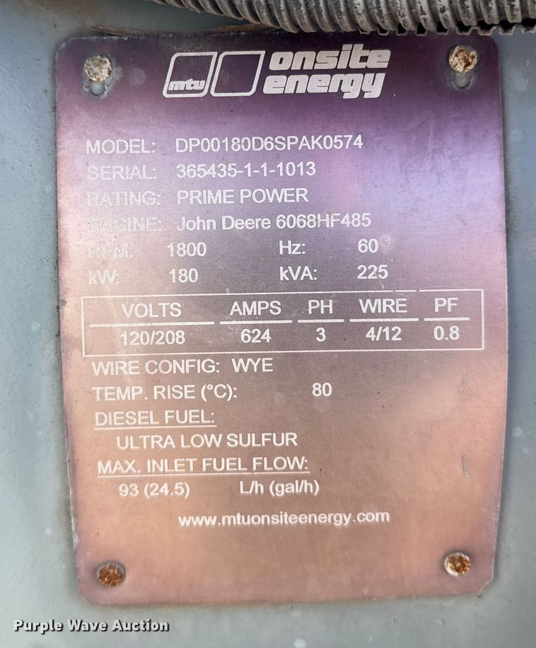 image for item EU6348 MTU Onsite Energy DP00180D6SPAK0574 generator