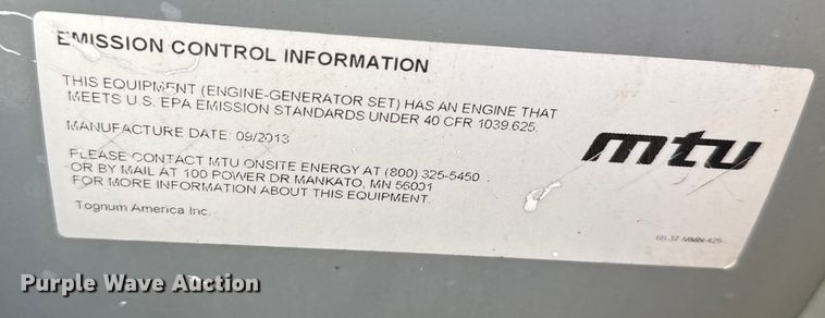 image for item EU6348 MTU Onsite Energy DP00180D6SPAK0574 generator