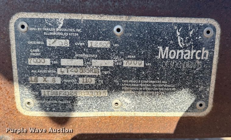 image for item EU6350 2008 Monarch utility trailer