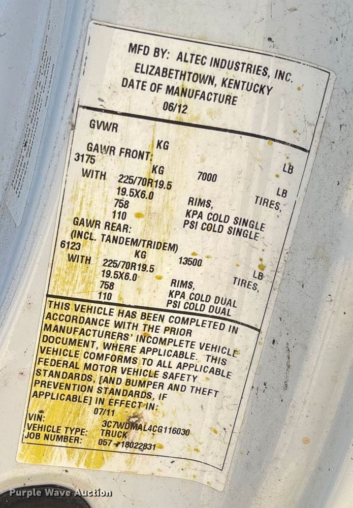 image for item EV3283 2012 Dodge Ram 5500 bucket truck