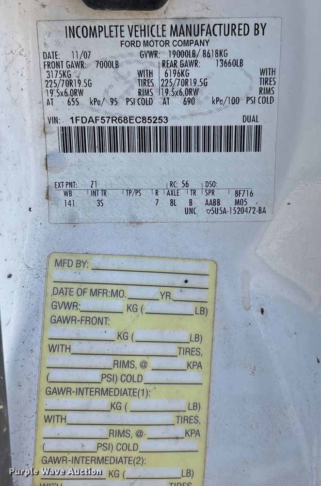 image for item EV3285 2008 Ford F550 XL Super Duty bucket truck