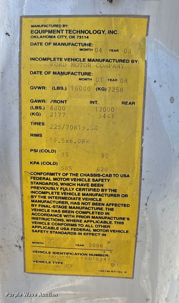 image for item EV3289 2008 Ford F450 Super Duty bucket truck