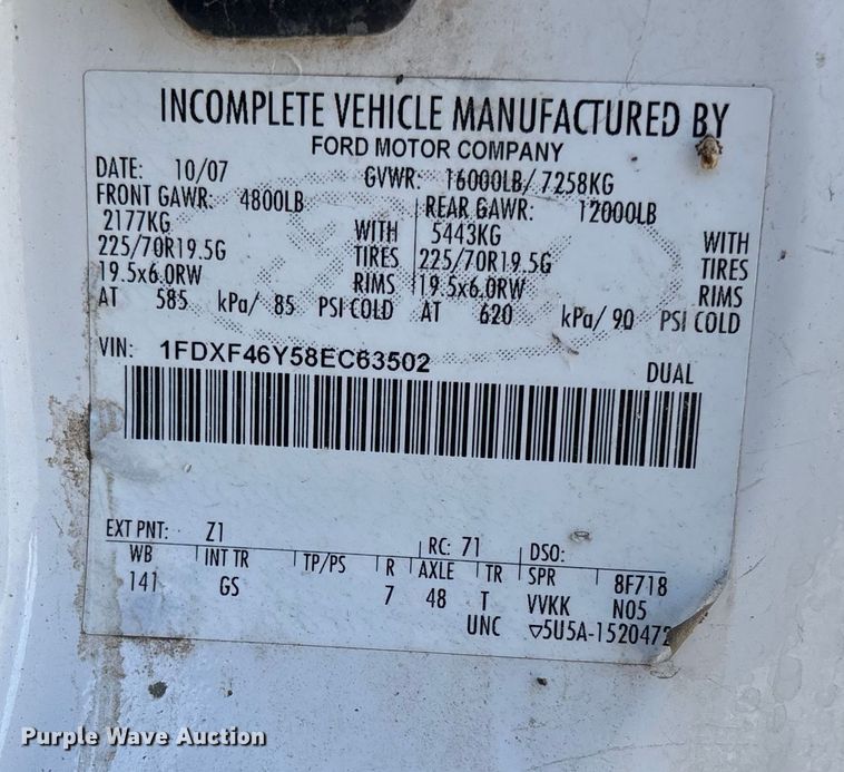 image for item EV3291 2008 Ford F450 Super Duty bucket truck